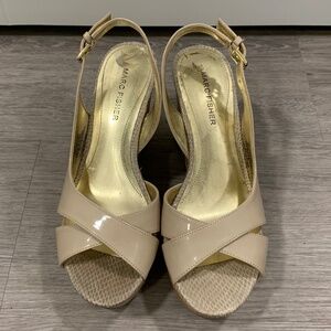 Nude Marc Fisher cork wedge heels size 6.5